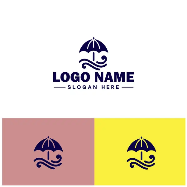 Plaj şemsiyesi ikonu yaz tatili. Güneş yatağı seyahat logosu düzenlenebilir vektör silueti logosu