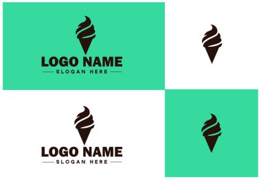 Dondurma ikonu yemek restoranı logosu modern düz iş vektörü logosu
