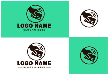 Kredi kartı kaydırma simgesi geçiş kartı aktarım işlemi manyetik düz logo işareti düzenlenebilir vektörü