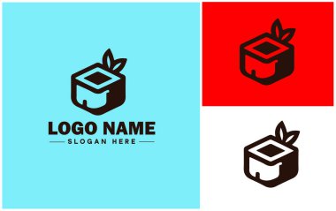 Suşi simgesi Sashimi Maki Nigiri düz logo sembolü düzenlenebilir vektör