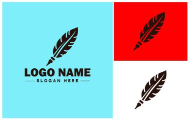 Quill simgesi kalem tüyü kalem düz logo işareti düzenlenebilir vektörü yazılıyor