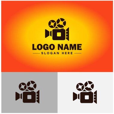 Film kamerası simgesi Video kamera Film kamera sinema kamerası düz logo işareti düzenlenebilir vektör