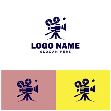 Film yapım ikonu Film endüstrisini düz logo sembolü düzenlenebilir vektör haline getiriyor