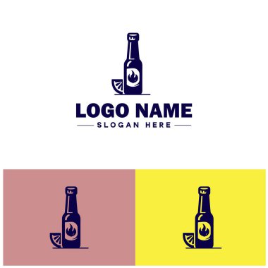 Acılı Sos Markası Baharat Sosu etiketi Pepper sos markası Chili sos şirketi düz logo işareti düzenlenebilir vektörü