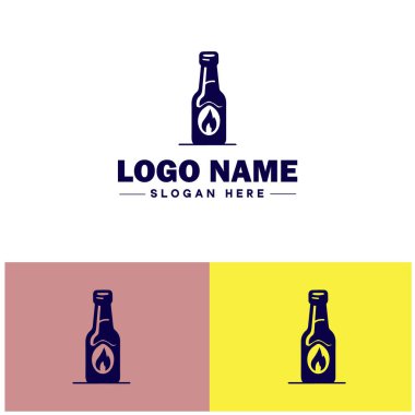 Acılı Sos Markası Baharat Sosu etiketi Pepper sos markası Chili sos şirketi düz logo işareti düzenlenebilir vektörü