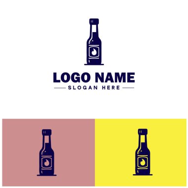 Acılı Sos Markası Baharat Sosu etiketi Pepper sos markası Chili sos şirketi düz logo işareti düzenlenebilir vektörü