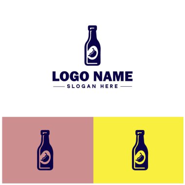 Acılı Sos Markası Baharat Sosu etiketi Pepper sos markası Chili sos şirketi düz logo işareti düzenlenebilir vektörü