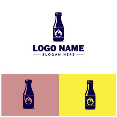 Acılı Sos Markası Baharat Sosu etiketi Pepper sos markası Chili sos şirketi düz logo işareti düzenlenebilir vektörü