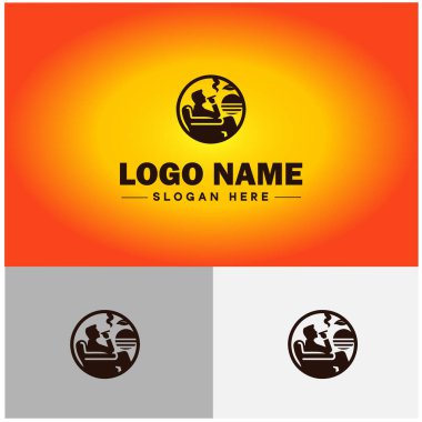 Puro Salonu simgesi Puro Çubuğu Sigara İçme Salonu Düz Logo Logosu Düzenlenebilir Sembol Vektörü