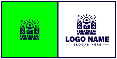 Müzik Festivali ikonu Konser serisi Müzik etkinliği Müzikal fantezi düz logo işareti düzenlenebilir vektörü