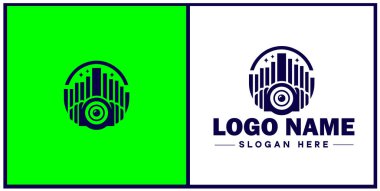 Kayıt Stüdyosu Ses Stüdyosu Müzik Stüdyosu Ses Kayıt Tesisi Düz Logo İşaret İşareti Düzenlenebilir Vektörü
