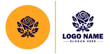 Gül simgesi Rosa Çiçek Düz logo sembolü düzenlenebilir vektörü