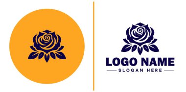 Gül simgesi Rosa Çiçek Düz logo sembolü düzenlenebilir vektörü