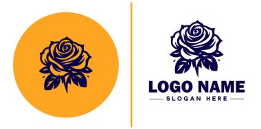 Gül simgesi Rosa Çiçek Düz logo sembolü düzenlenebilir vektörü