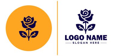 Gül simgesi Rosa Çiçek Düz logo sembolü düzenlenebilir vektörü