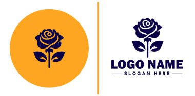 Gül simgesi Rosa Çiçek Düz logo sembolü düzenlenebilir vektörü