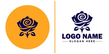 Gül simgesi Rosa Çiçek Düz logo sembolü düzenlenebilir vektörü