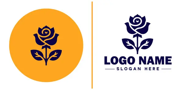 Gül simgesi Rosa Çiçek Düz logo sembolü düzenlenebilir vektörü