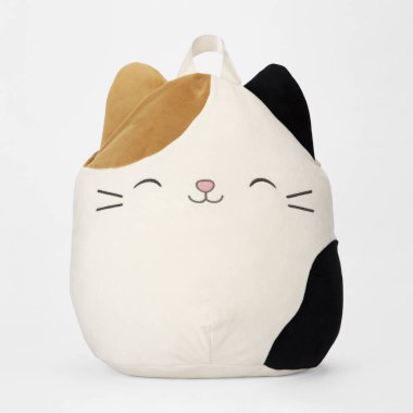 Crossbody Tek boynuzlu at Haberci Çocuklar Çanta Çantası Çantası Küçük kızlar beyaz arka planda izole edilmiş. Fermuarlı ve omuz bantlı. Tuval okul çantası. en üstteki görünüm.