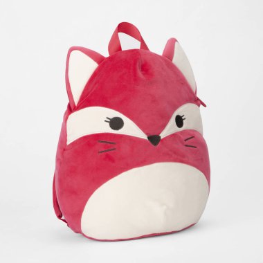 Crossbody Tek boynuzlu at Haberci Çocuklar Çanta Çantası Çantası Küçük kızlar beyaz arka planda izole edilmiş. Fermuarlı ve omuz bantlı. Tuval okul çantası. en üstteki görünüm.