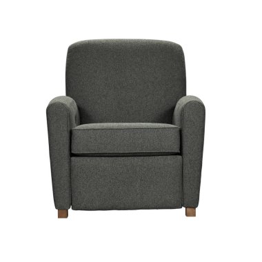 Beyaz arka planda, modern gri döşeme koltuğunun ön görüntüsü. Bu rahat koltukta temiz çizgiler ve minimalist bir tasarım var. Tek bir nesne vuruşu iç tasarım kavramlarını ya da ev dekorasyonu kataloglarını göstermek için mükemmeldir.
