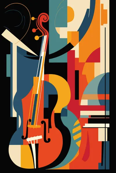 Enchanting Illustration Capturing Essence Double Bass Rhythmic Heartbeat Jazz Comes — Stock Vector