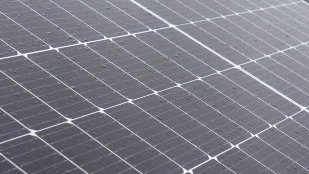 Detailní Záběr Solárních Panelů Selektivním Zaměřením Předvádění Technologie Obnovitelné Energie — Stock video