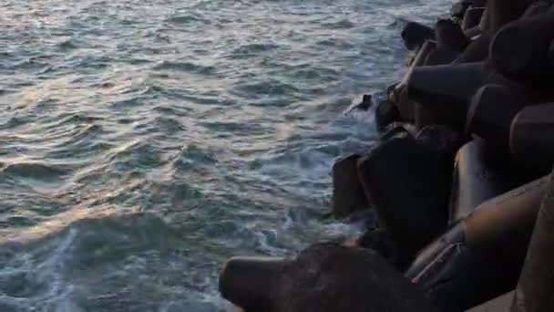 Vista Del Mar Báltico Después Tormenta Muelle Del Rompeolas Oeste — Vídeo de stock
