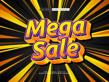 mega satış 3d düzenlenebilir metin efekti şablonu