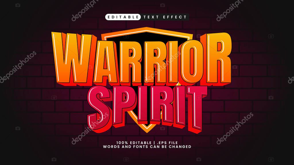 Editable text effect warrior spirit