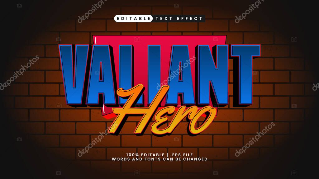 Editable text effect valiant hero