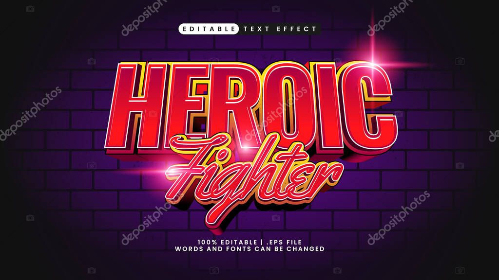Editable text effect heroic fighter