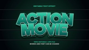 Modern 3d tarzında aksiyon filmi düzenlenebilir metin efekti