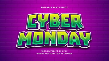 Modern 3D biçiminde siber pazartesi düzenlenebilir metin efekti