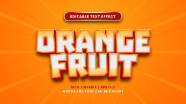 Modern 3d tarzında turuncu meyve düzenlenebilir metin efekti