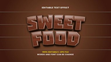 Modern 3D tarzında tatlı yiyecek düzenlenebilir metin efekti