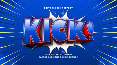 Çizgi film metin tarzıyla komedi düzenlenebilir metin efektini tekmele