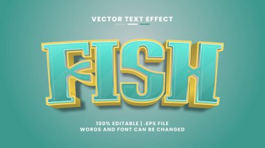 Çizgi film ve oyun metin biçiminde Fish 3d düzenlenebilir metin efekti