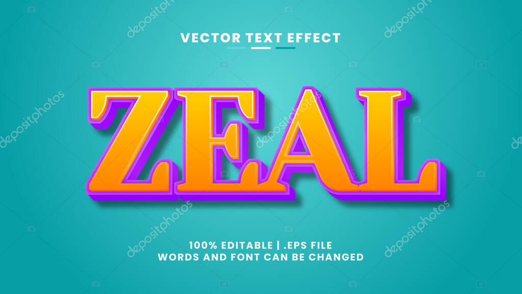 Zeal 3d editable text effect in cartoon and game text style