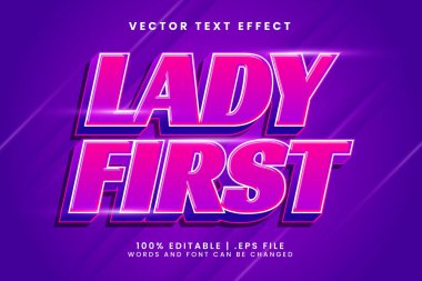 Bayan ilk düzenlenebilir metin efekti pembe ve parlak metin biçimi
