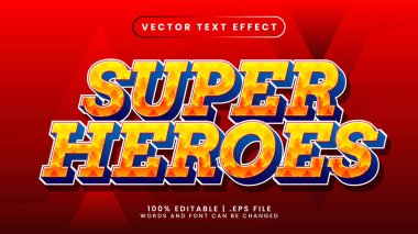 süper kahramanlar turuncu ve mavi metin tarzıyla düzenlenebilir metin efekti