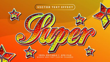 Süper kız kahraman metin efekti düzenlenebilir çizgi film ve çocuk yazı tipi