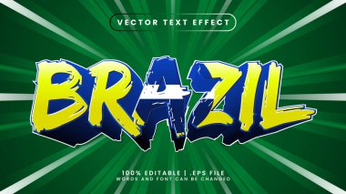 Brezilya yeşil ve mavi metin tarzıyla düzenlenebilir metin efekti