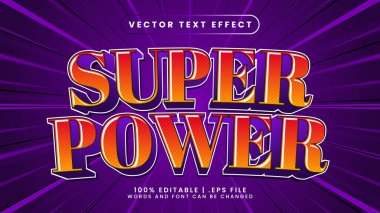 Süper güç düzenlenebilir metin efekti vektörü 3d biçimi
