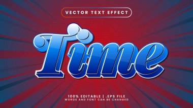 Zaman düzenlenebilir 3d metin efekti mavi metin biçimi ve kırmızı arkaplan