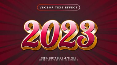Altın ve kırmızı metin tarzıyla düzenlenebilir yeni yıl 2023 efekti