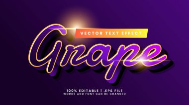 Üzüm düzenlenebilir mor ve basit metin biçiminde 3d metin efekti