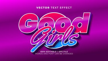 iyi kızlar pembe 3d düzenlenebilir metin efekti şablonu