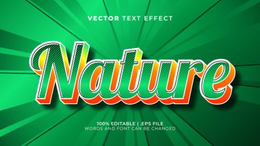 doğa yeşil yaprak 3d düzenlenebilir metin efekti şablonu