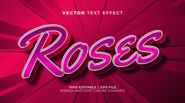Güller pembe kız düzenlenebilir metin efekti şablonu 3d tarzı
